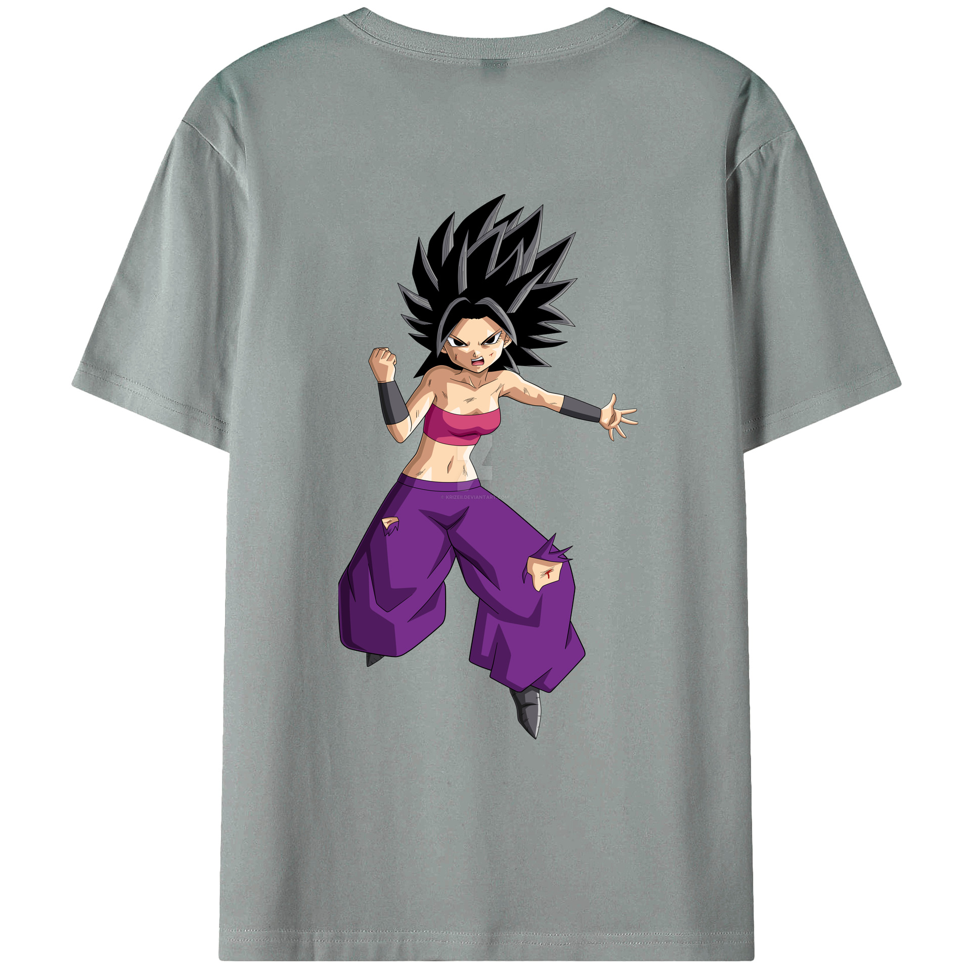 （画像用） ドラゴンボール カリフラ DRAGON BALL Caulifla 綿100％ メンズ半袖Tシャツ（バックプリント） 通気性